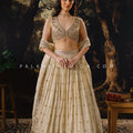Moonlit Regal | Ivory Embellished Lehenga Choli with Handwork Blouse | Palkhi Fashion