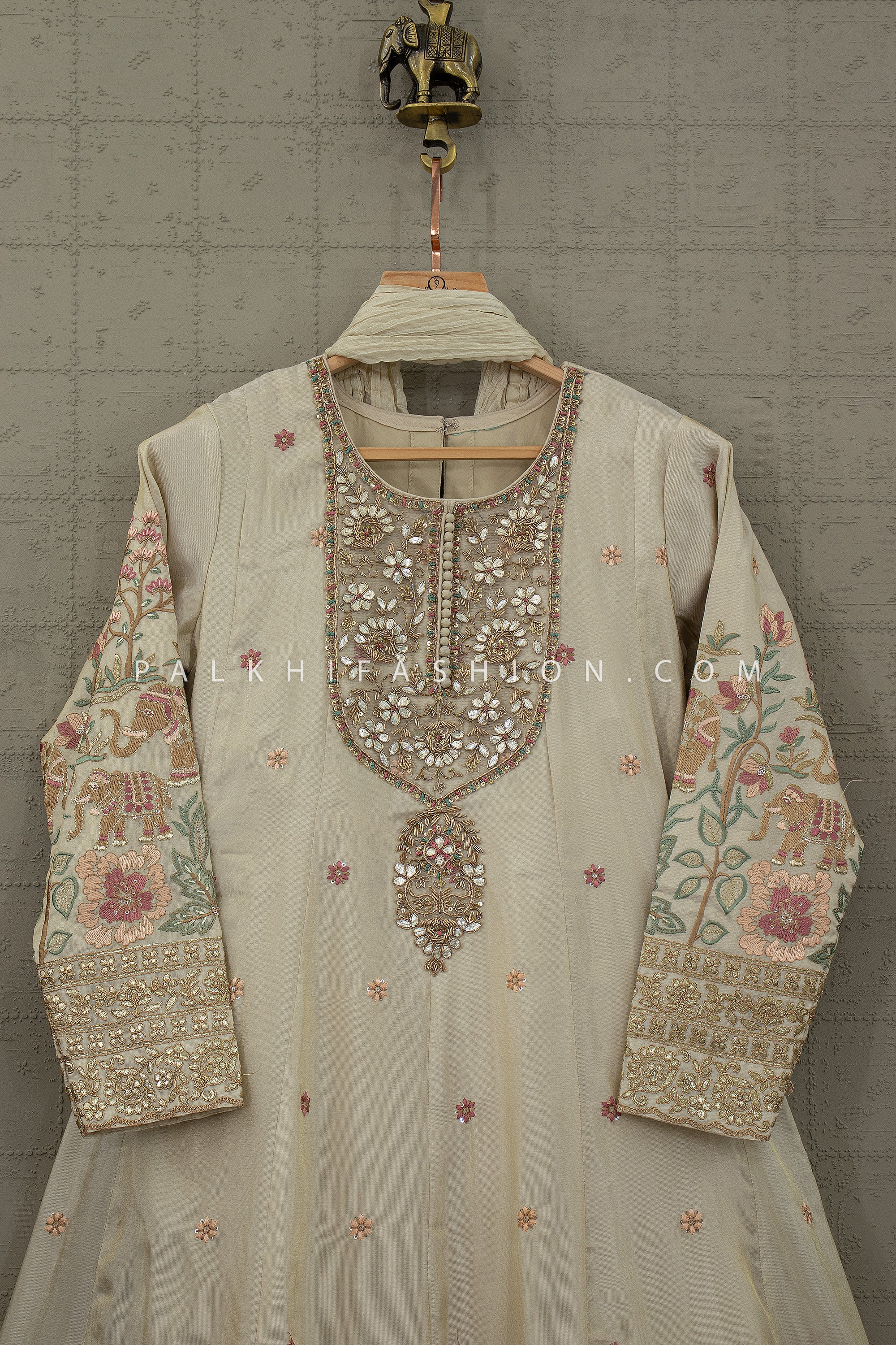 Mughal Grace – Embroidered Soft Silk Anarkali With Regal Motifs | Palkhi Fashion