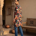 Abstract Art | Multicolor Printed Men's Navratri Kurta | Palkhi Fashion