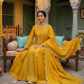Golden Marigold | Mustard Yellow Chanderi Silk Anarkali Set with Resham Work | Palkhi Fashion