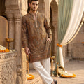 Regal Heritage | Premium Mustard Embroidered Men's Kurta with Korean Pants | Palkhi Fashion