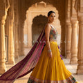 Golden Garba Glow – Mustard Yellow Designer Chaniya Choli with Corset Handwork Top | Palkhi Fashion