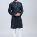 Navy Blue Kurta Pajama Set With Elegant Work – Palkhi Fashion