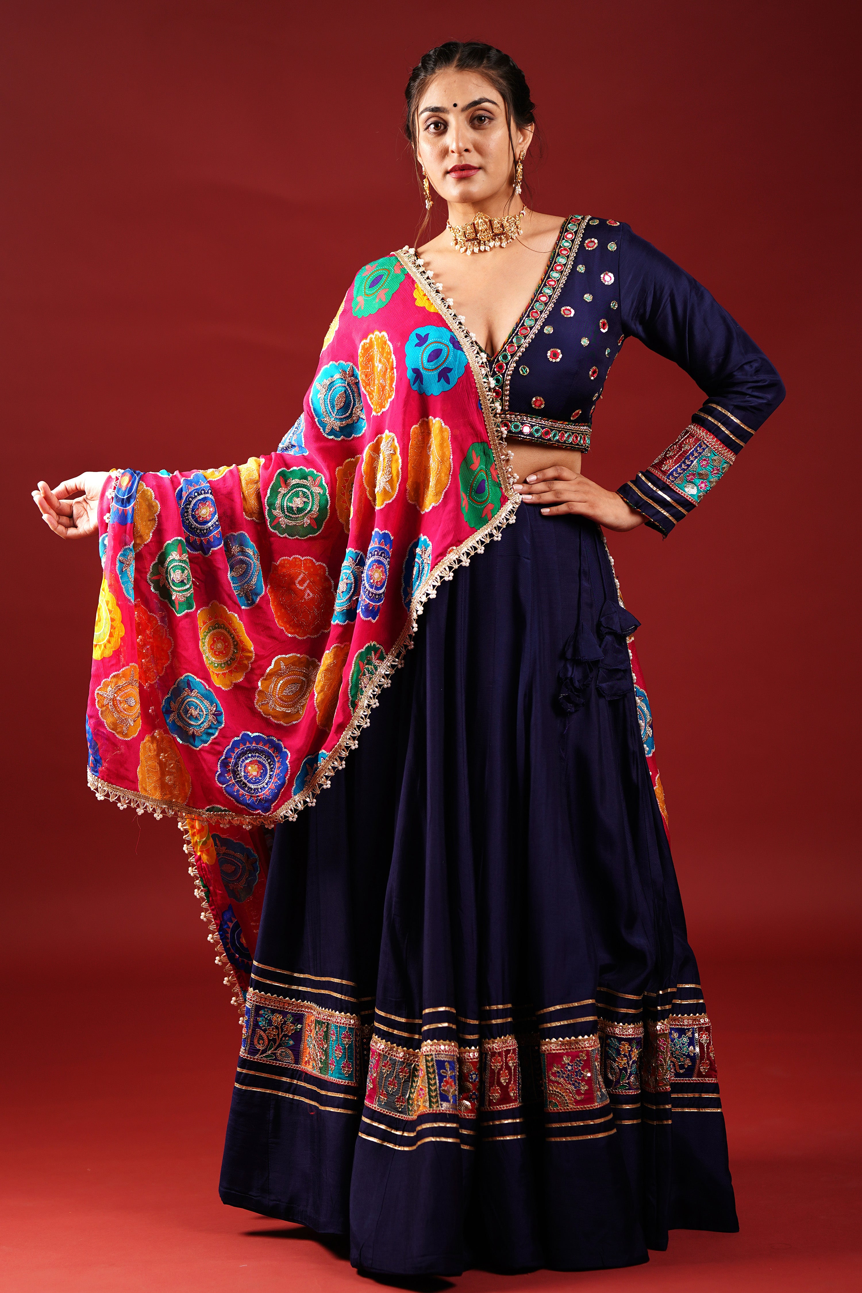 Deep Bluish Purple Premium Navratri Chaniya Choli with Stunning Dupatta – Palkhi Fashion