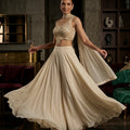 Ethereal Splendor | Off-White Georgette intricate Mirrorwork Palazzo Set | Palkhi Fashion