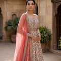 Floral Elegance | Off-White Silk Anarkali Suit with Pearl Handwork | Palkhi Fashion