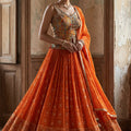 Orange Georgette Lehenga Choli with Heritage Silk Blouse | Palkhi Fashion