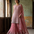 Roseate Radiance | Pastel Pink Embroidered Palazzo Suit | Palkhi Fashion