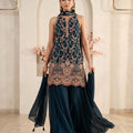 Midnight Bloom | Petrol Blue Floral Embroidered Palazzo Suit | Palkhi Fashion
