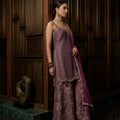 Royal Lilac Radiance | Lilac Silk Floral Embordered Palazzo Set with Handwork | Palkhi Fashion