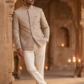 Champagne Majesty | Ivory Embroidered Jodhpuri Set | Palkhi Fashion