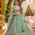 Dreamy Heritage Edit - Premium Mint Lehenga Choli with Stunning Blouse & Dupatta
