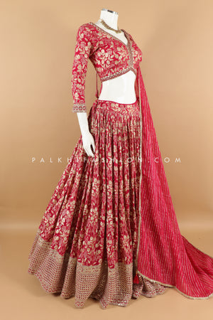 Premium Rani Pink Banarasi Silk Lehenga Choli with Handwork – Palkhi Fashion 