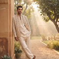 The Linen Edit |  Pure Linen Indo-Western with Artisanal Lacework | Palkhi Fashion
