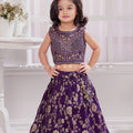 Purple Silk Girls Lehenga Choli with Handwork | Palkhi Fashion