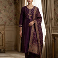 Regal Amethyst | Deep Purple Silk Kurta Set with Banarasi Dupatta | Palkhi Fashion