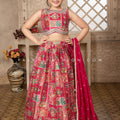 Rani Pink Banarasi Silk Girls Lehenga Choli with Intricate Work