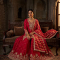 Radiant Elegance | Rani Pink Pure Silk Embroidered Palazzo Set | Palkhi Fashion