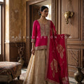 Rani Pink Pure Silk Palazzo Set with Ivory Palazzo & Banarasi Dupatta | Palkhi Fashion