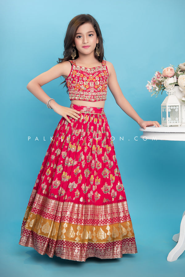 Rani Pink Soft Silk Lehenga Choli With Handwork Blouse - Palkhi Fashion