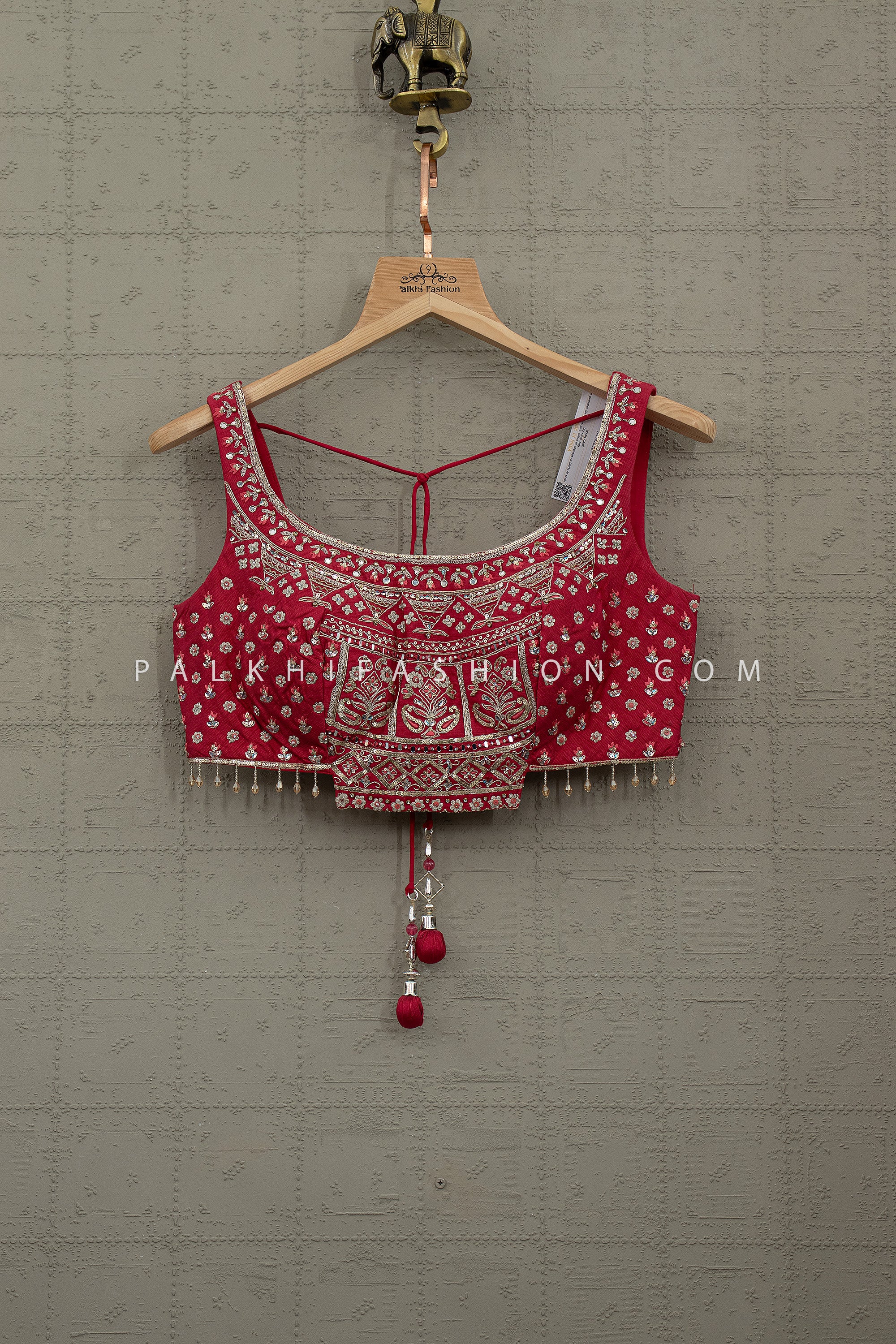 Royal Rani Radiance – Rani Pink Bandhani Lehenga with Handcrafted Mirror & Kundan Work | Palkhi Fashion