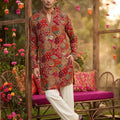 Crimson Tapestry | Red Floral Patchwork Designer Kurta Set with Embroidery Work | Palkhi Fashion
