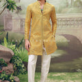 Regal Festive Glow – Mustard Designer Threadwork Kurta Pajama – Palkhi Fashion
