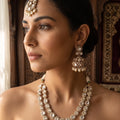 Regal Kundan & Pearl Two-Tier Necklace Set | Palkhi Fashion
