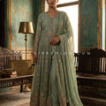 Regal Meadow | Sage Embroidered Fusion Ensemble | Palkhi Fashion