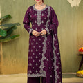 Luxurious Wine Salwar Suit with Embellished Dupatta | Palkhi Fashion