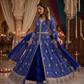Regal Twirl Statement – Blue Bandhani Front Slit Anarkali Set | Palkhi Fashion
