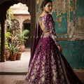 Royal Aubergine Couture - Deep Purple Raw Silk Embroidered Lehenga Set – Palkhi Fashion