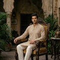 Royal Beige — Pure Georgette Embroidered Men’s Kurta Set | Palkhi Fashion Houston