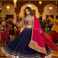 Royal Garba Glow – Navy Blue Navratri Chaniya Choli with Gamthi Mirror Work – Palkhi Fashion