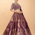 Royal Grandeur: Statement Wine Designer Banarasi Silk Lehenga Choli