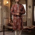 Royal Heritage Scene – Rust Embroidered Designer Kurta for Men | Palkhi Fashion
