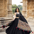 Royal Night Glam – Black Designer Chaniya Choli with Vintage Dupatta – Palkhi Fashion