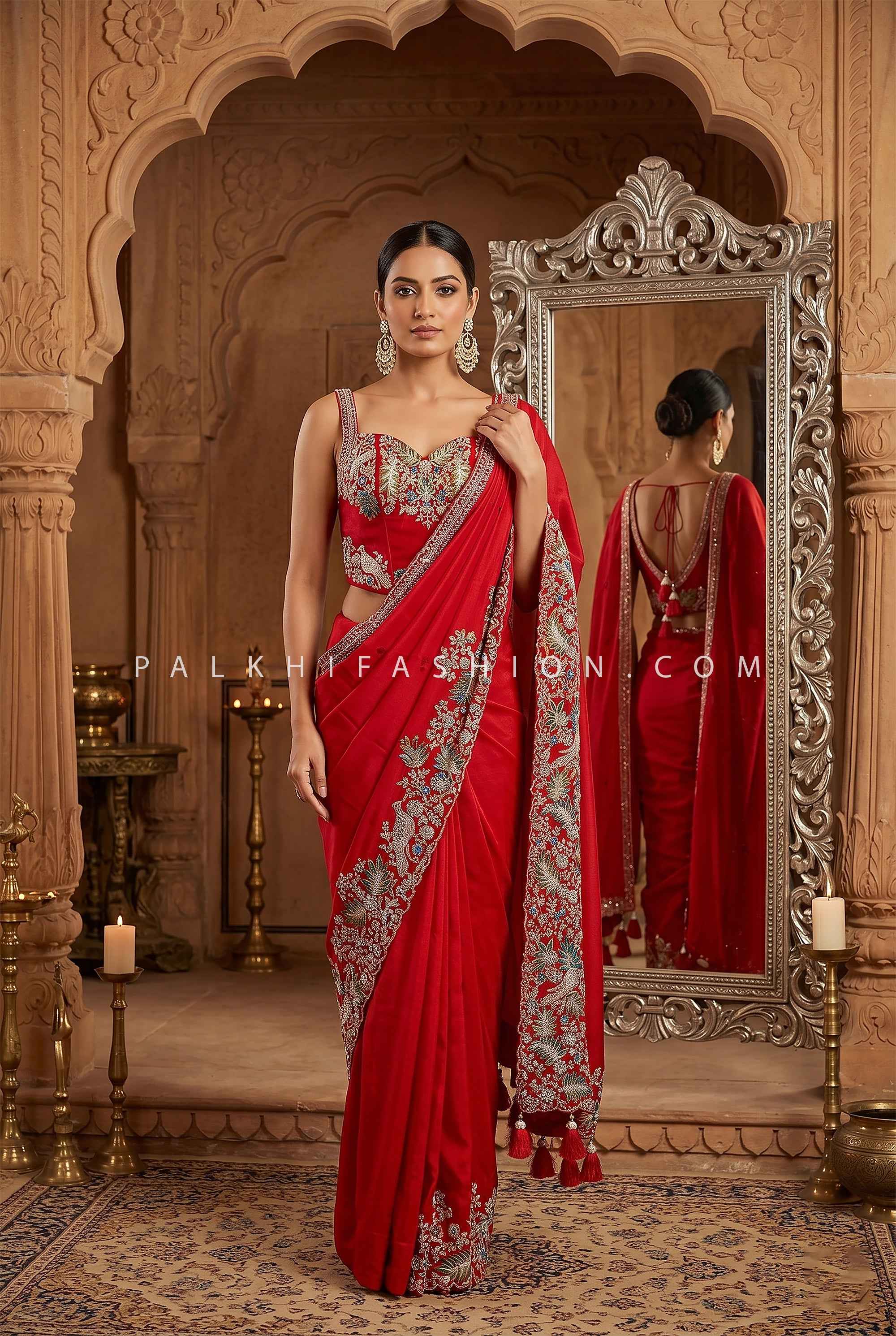 Ruby Birdsong | Fusion Designer Saree | Palkhi Fashion