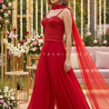 Ruby Elegance – Designer Corset Palazzo Indo Western Set | Palkhi Fashion