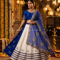 Royal Sapphire Grace – Blue & White Designer Chaniya Choli with Handwork Silk Blouse | Palkhi Fashion