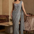 Sculpted Glam Edit – Slate Grey Pre Draped Saree with Corset Blouse – Palkhi Fashion