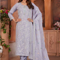 Lilac Elegance | Soft Lilac Silk Straight Cut Suit with Tone-to-Tone Embroidery | Palkhi Fashion