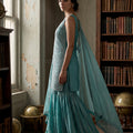 Aqua Allure | Teal Blue Embroidered Palazzo Suit | Palkhi Fashion