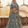 Radiant Heritage | Teal Pure Silk Patola Lehenga Choli with Zardozi Work | Palkhi Fashion