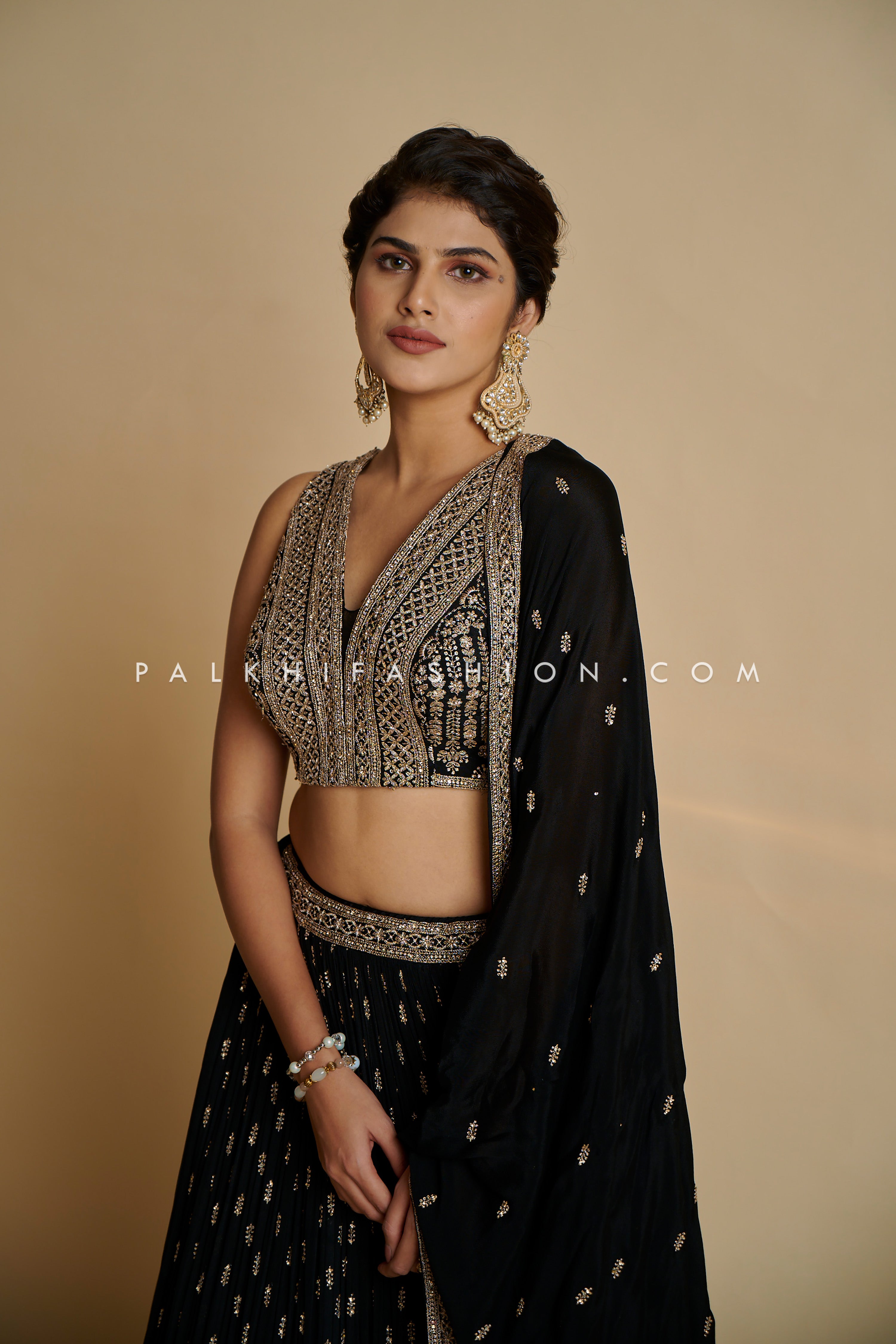 The Majestic Edit: Indian Designer Black Lehenga Choli with Handwork