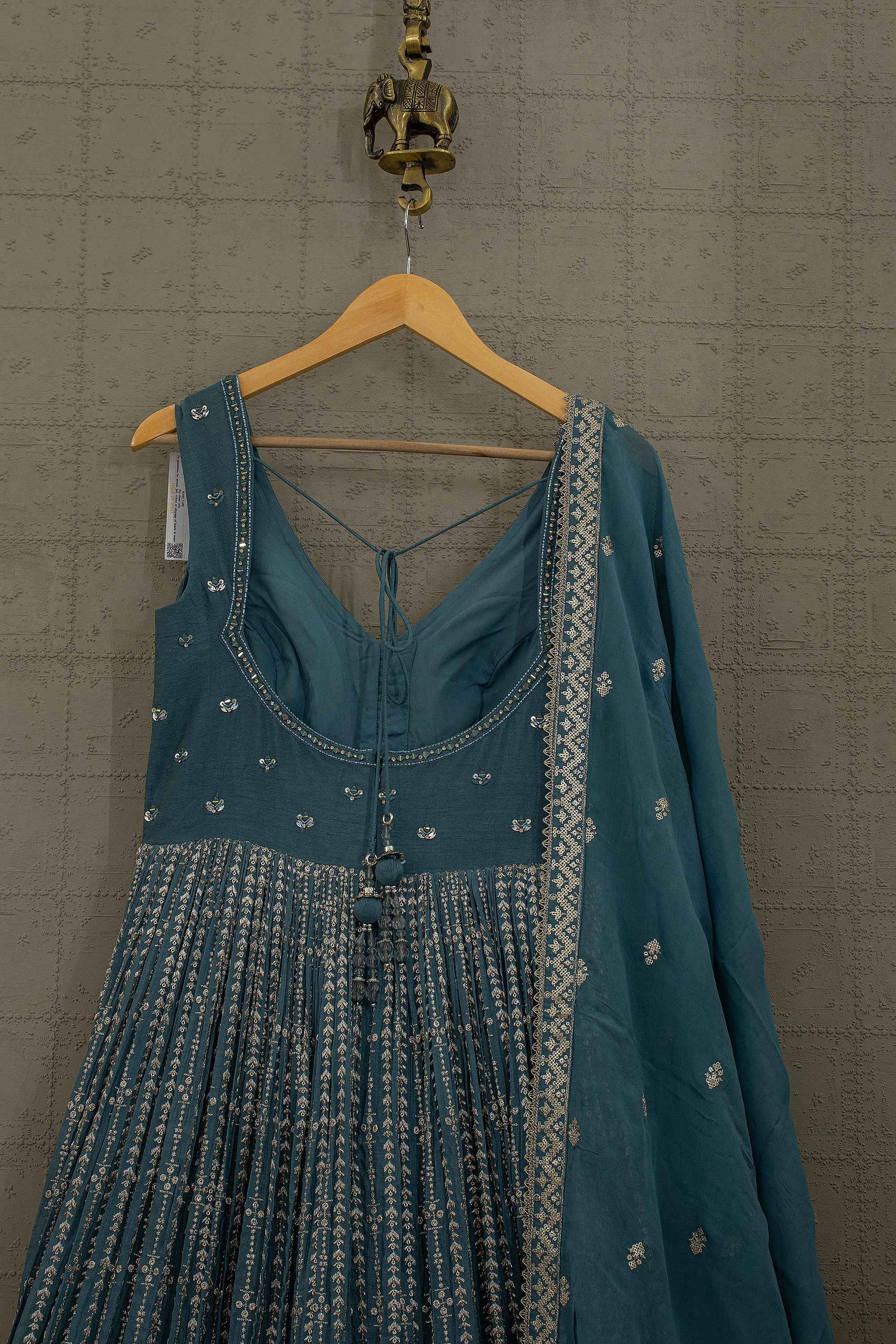 Timeless Festive Grace – Teal Handwork Anarkali with Dupatta – Palkhi Fashion