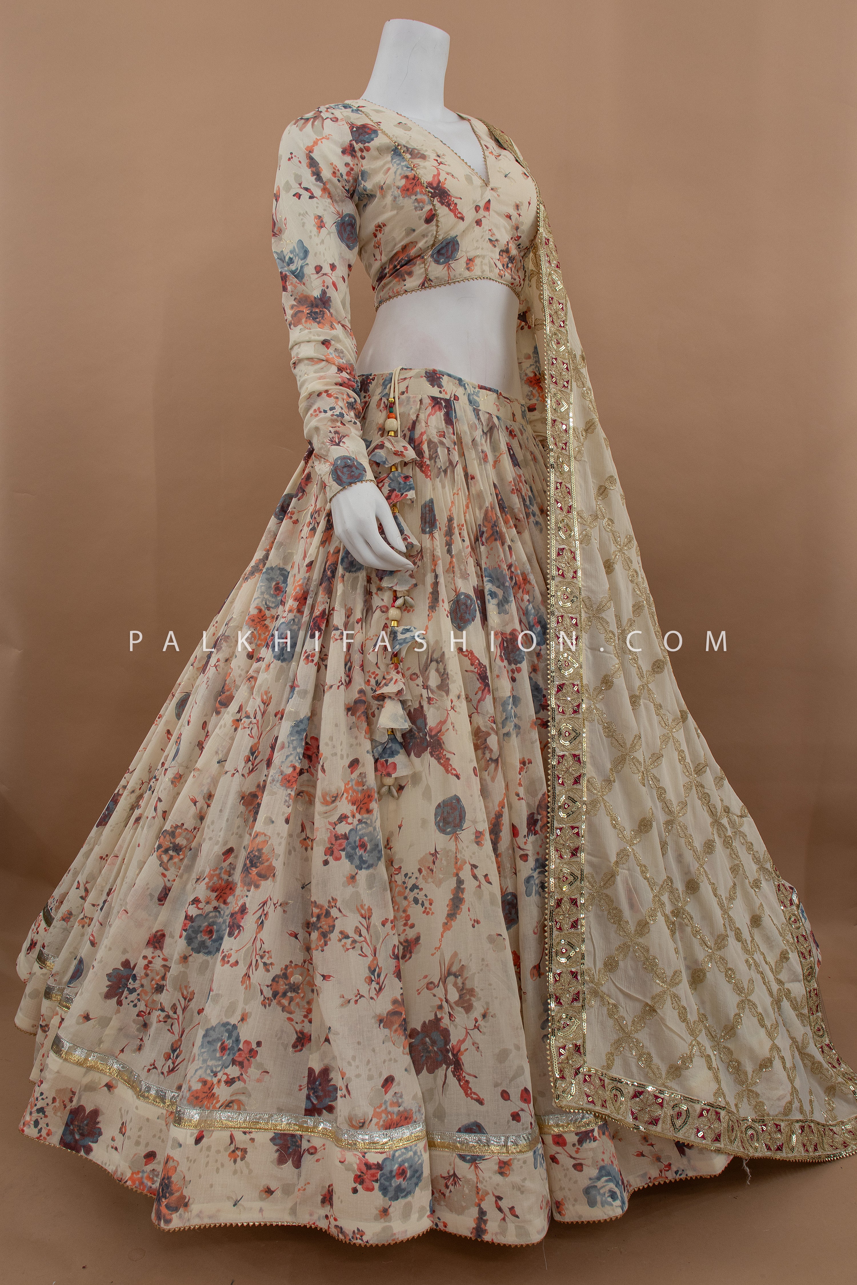 ✨ Timeless Grace: 12 meters Floral Chaniya Choli with Attractive Dupatta – Palkhi Fashion