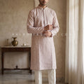 Timeless Mauve Elegance – Jacquard Silk Embroidered Kurta | Palkhi Fashion