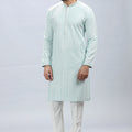 Timeless Powder Blue Kurta Pajama Set With Elegant Work – Palkhi Fashion