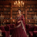Regal Radiance – Wine Lehenga Choli with Mirror & Kundan Handwork Blouse | Palkhi Fashion